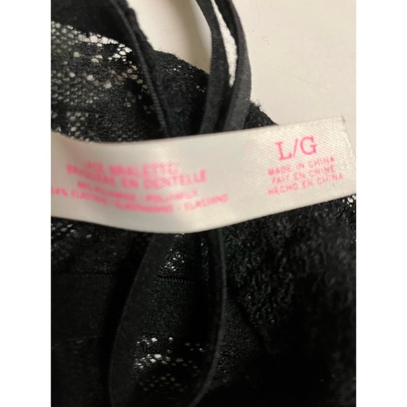 PINK by Victoria’s Secret Black Lace Bralette size L Lacy Padded  Underwire - Picture 9 of 9